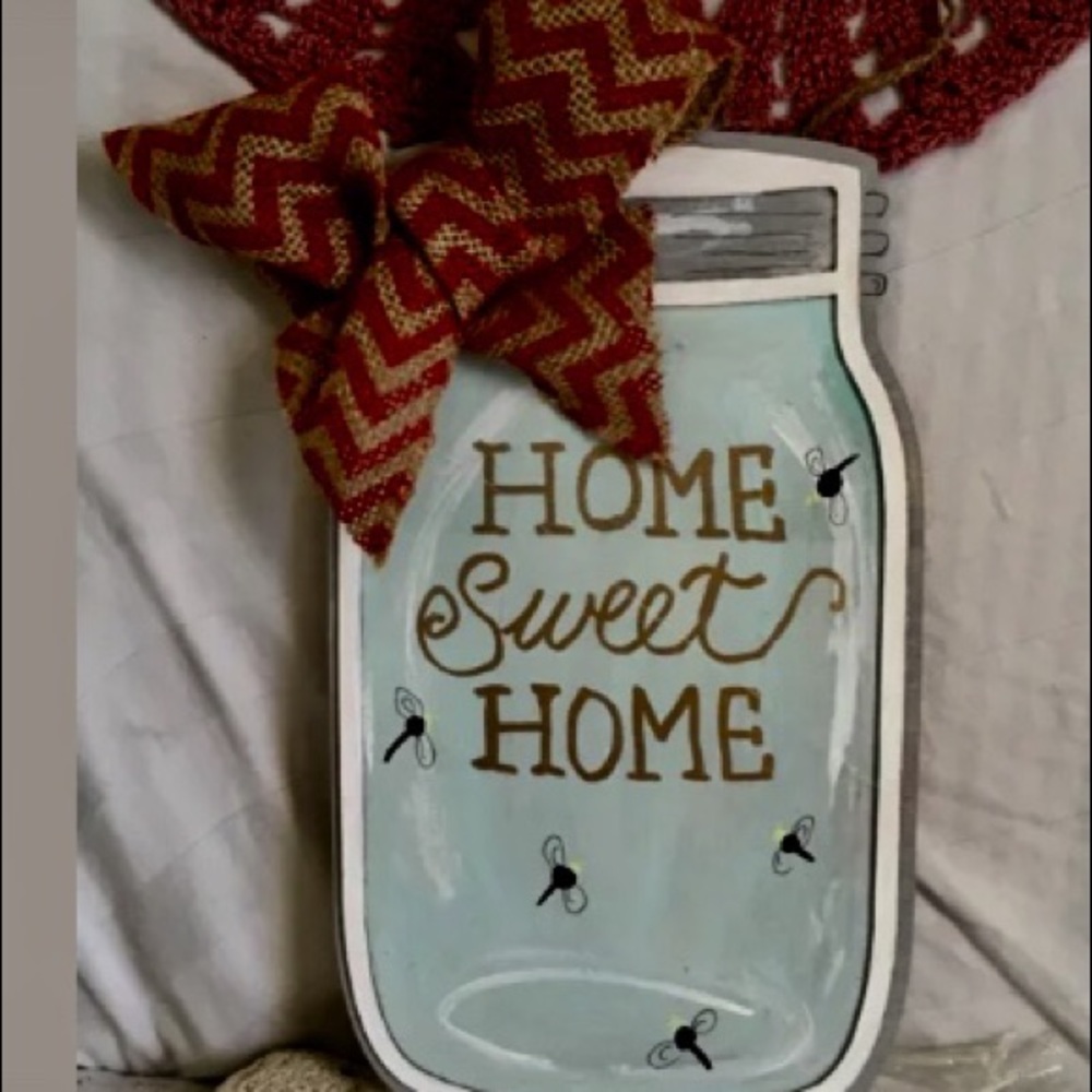 HOME,SWEET HOME door plaque/sign with bow - Picture 1 of 2